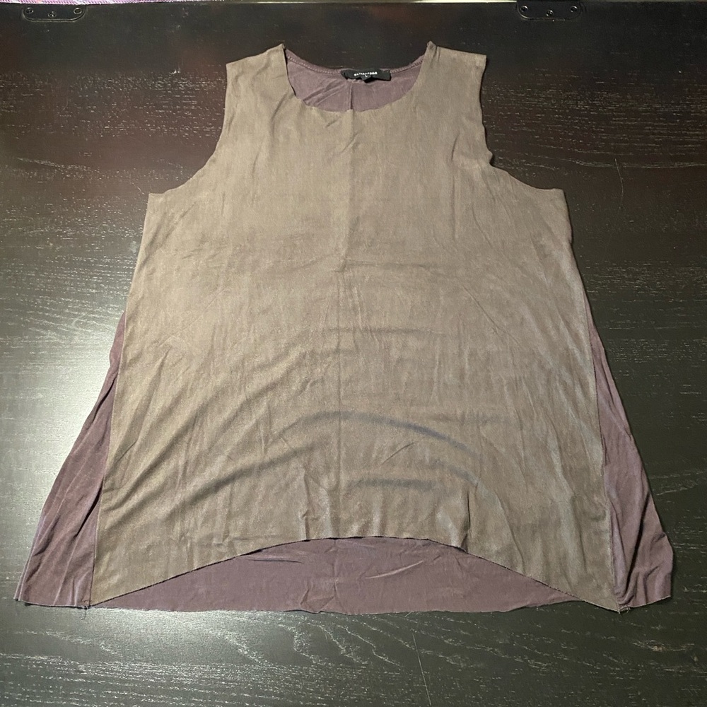 Olivaceous Brown Layered Sleeveless Top with Purple Underlay